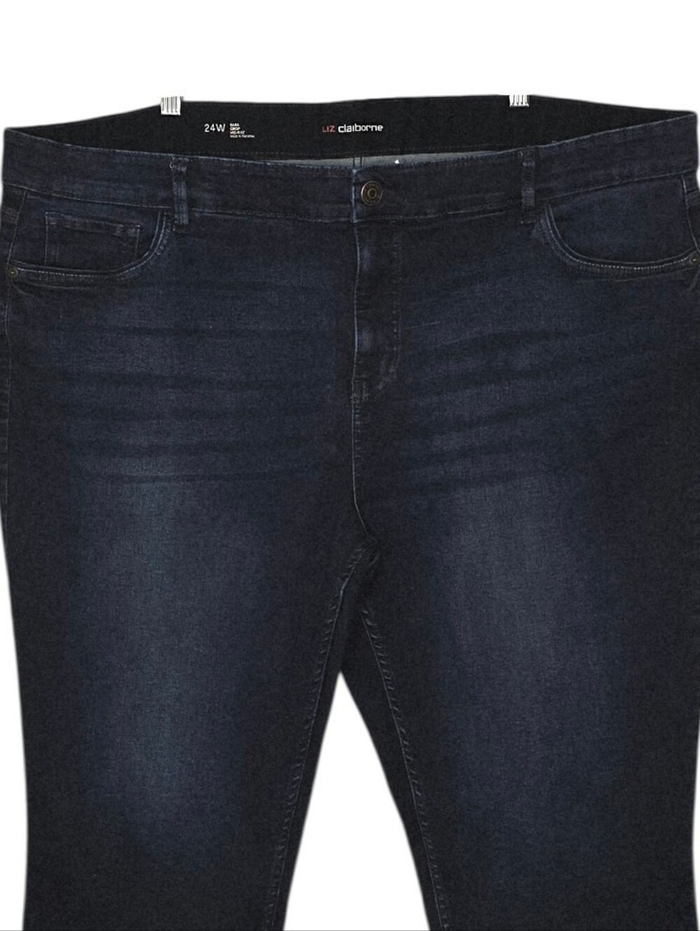 Liz Claiborne Sara Dark Wash Mid-Rise Denim Cropped Capri Jeans Size 24W - Picture 4 of 8